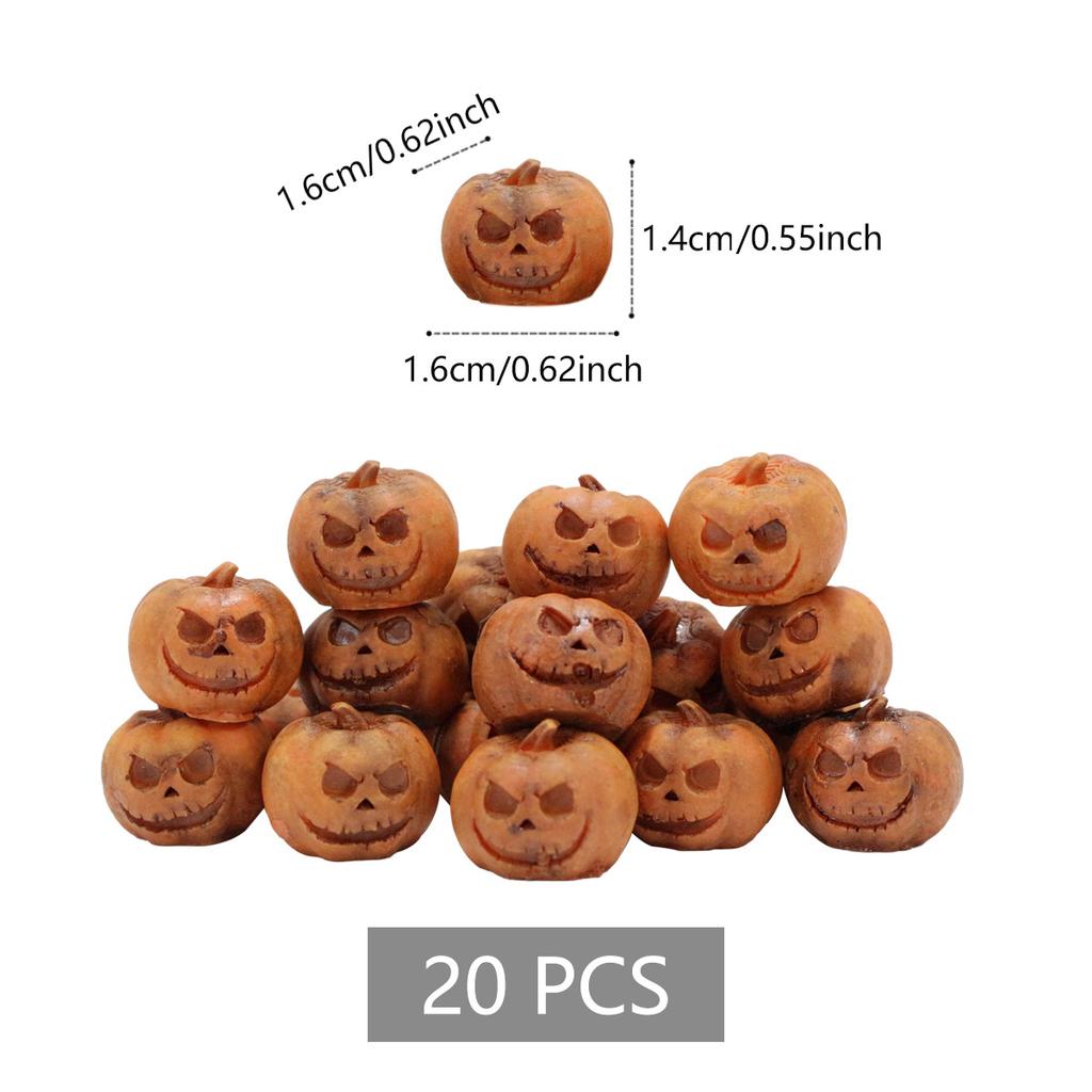 20PCS Miniature Resin Pumpkins Mini Skulls Ghost for Decorating Halloween Party Gifts Home Garden Decoration Craft DIY
