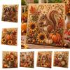 Festive Seasonal Craft Kits Autumn Faux Pearl Painting Kit, Fall Theme Art DIY Kit for Handmade Wall Decor Adults, Fox Pumpkin 3D Set Thanksgiving