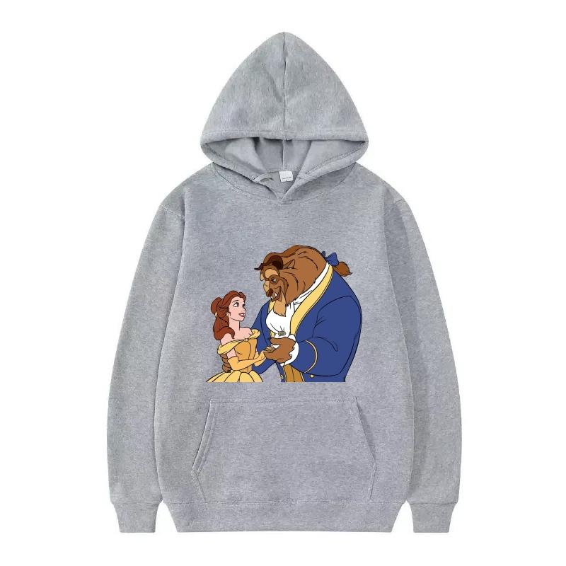 Disney Kráska a zvíře Princezna Vzor Dámské Volné Černé Podzimní Topy Oblečení Svetry Dámské Levné Y2k Mikiny Pánské Sportovní