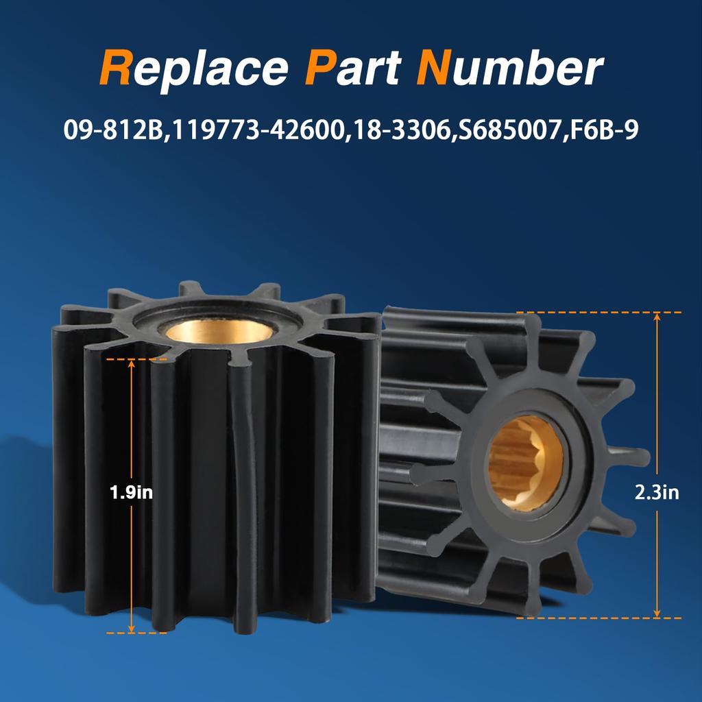 HIMARKLIF Pump Impeller Repair Kit Replaces Johnson Yanmar Sierra Indmar #: 09-812B 119773-42600 18-3306 S685007