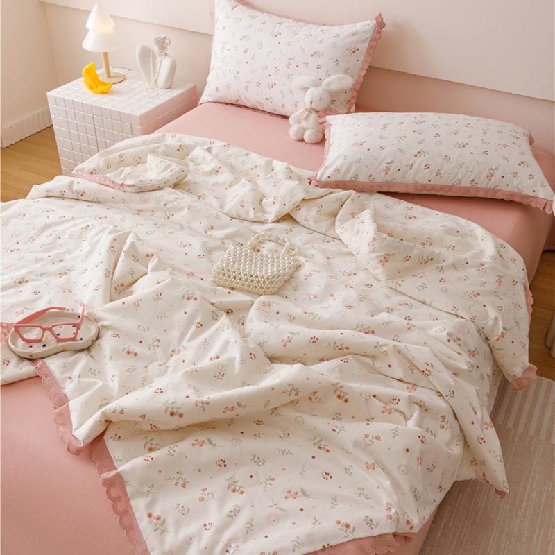 Summer Quilt French Style Comforter Quilt Flora Lace Household Machine Washable Suitable Cool And Refreshing  Blanket