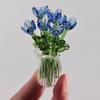 Glasblumenstrauß mit Vase Handgeblasene Mini-Blumendekoration Haus Wohnzimmer Handgefertigter Simulations-Blumenschmuck mit Stiel