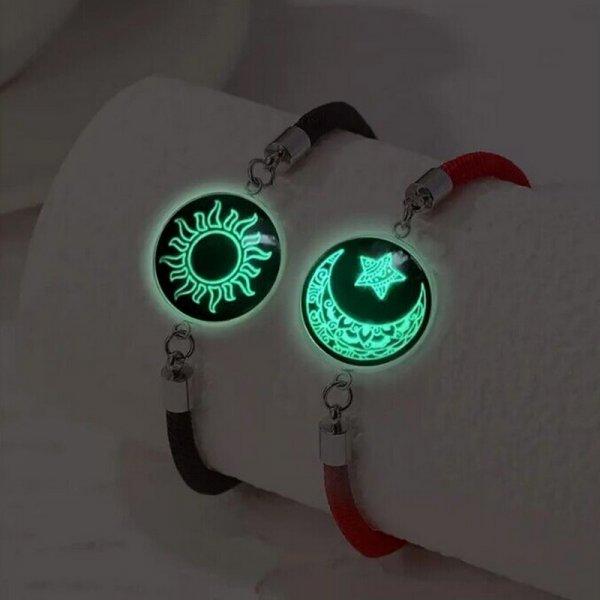 

2pcs Stainless Steel Luminous Sun Moon Braided Bracelets for Lovers Couple Adjustable Bracelet Valentine s Day Zircon Gifts