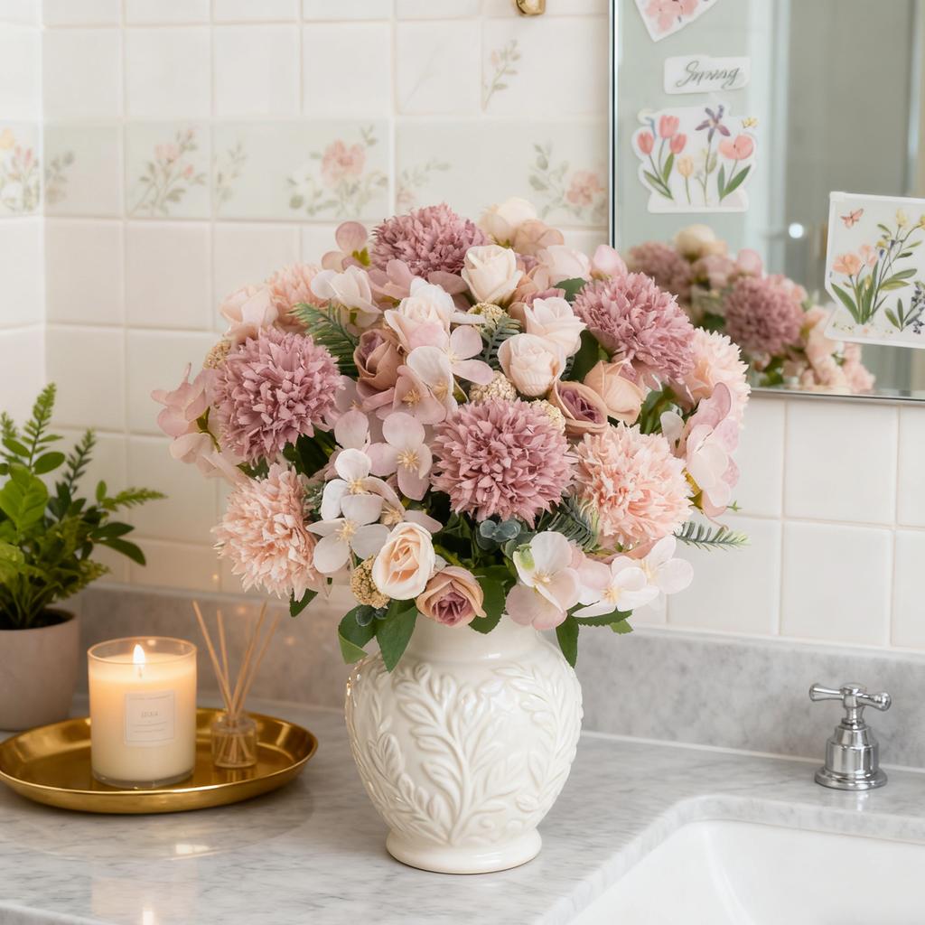 Artificial Flowers Rose chrysanthemum Silk Wedding Home Room Vase Valentine's Day Wreath garden party Diy gift Decora Hot sales