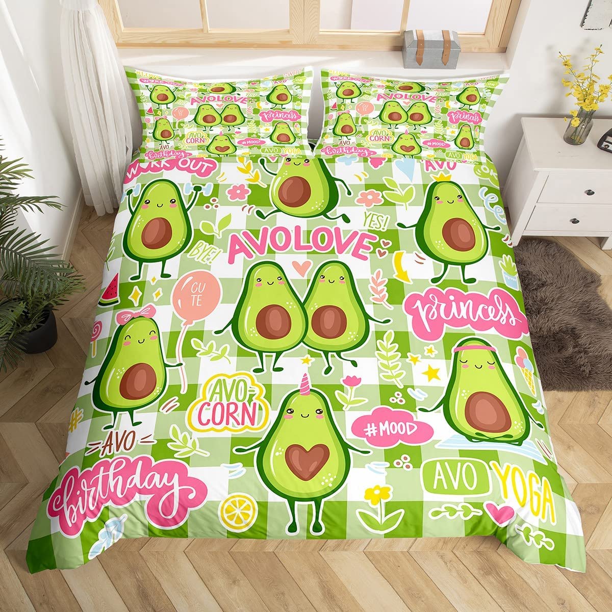 

Green Avocado Pattern 3D Print Bedding Set Cozy Skin-friendly Duvet Cover King Queen Twin Size Birthday Gift Bedroom Decoration EU Single 135x200cm