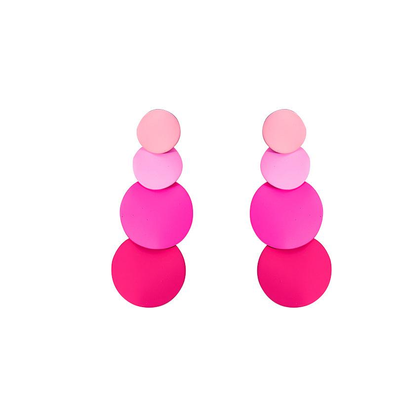 Korean Geometric Macaron Color Round Tassel Earrings for Women