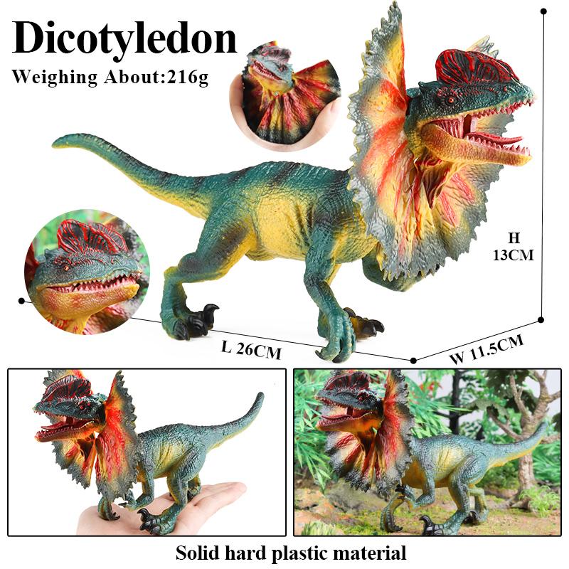 Oenux Jurassic Carnivorous Dilophosaurus Solid PVC Dinosaur Toy Action Figures Animal Model Collection Kids Gift