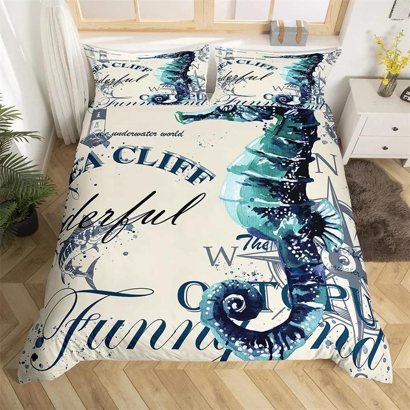 

Ocean Theme King Soft Duvet Cover Set Nautical Starfish Beding Set Microfiber Marine Sealife Comfortable Quilt Cover Single Twin For Young Boys Young 135*200cm Eu-Single