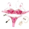 New Pink Embroidered Sexy Lingerie European and American Women's Flirting Sex Clothing Bra Spot