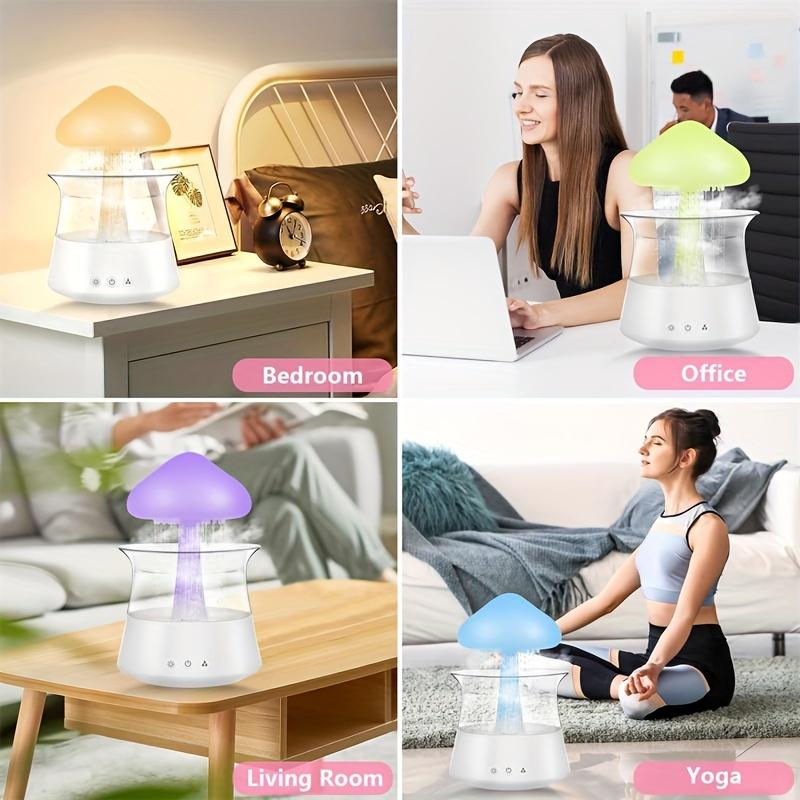 7-Color Rain Cloud Humidifier with Aromatherapy Function Essential Oil Compatible Rechargeable Auto Shut-Off Remote Control