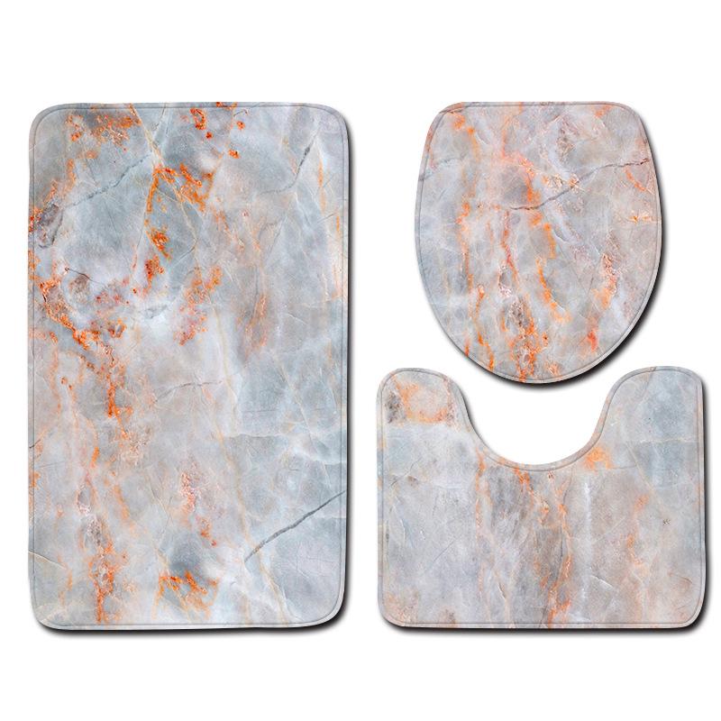 Modernes nordisches Design Marmor Toilette Dreiteilige Bodenmatte Türmatte Badezimmerteppich