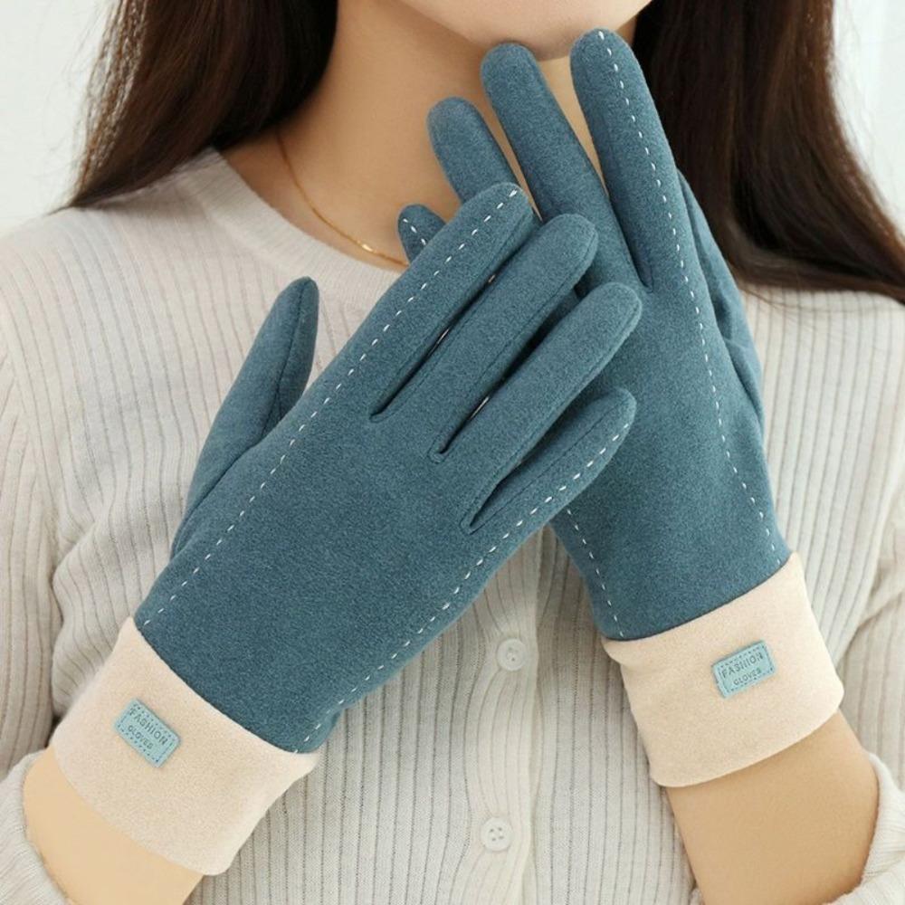 Keep Warm Plush Mittens Solid Color Gloves Sweet Winter Velvet Gloves Autumn