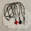 Irregular Love Heart Flower Beaded Pendant Necklace Adjustable Length Neckchain For Women Enamel Craft Jewelry