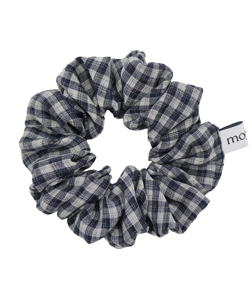 Moyora Check Mini Hair Scrunchie [White Navy]