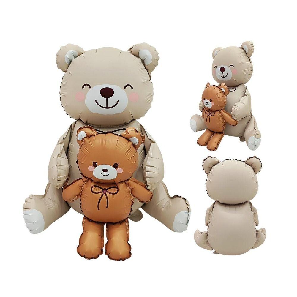Outdoor Use Love Heart Foil Balloons Matte Finish Golden Assemble Bear Balloon Animal Shaped Giant Size 3D Balloon Shower