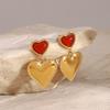 Youthway Retro Trendy Gold Plated Stainless Steel Natural Stone Heart-Shaped Stud Earrings For Women Anti Allergic Jewelry