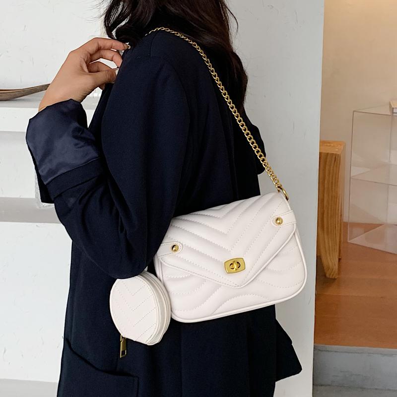Small PU Leather Shoulder Bag For Women  new purse and Handbags Female Travel Crossbody Bag ladies chain Sling bag 2 PCS/SET