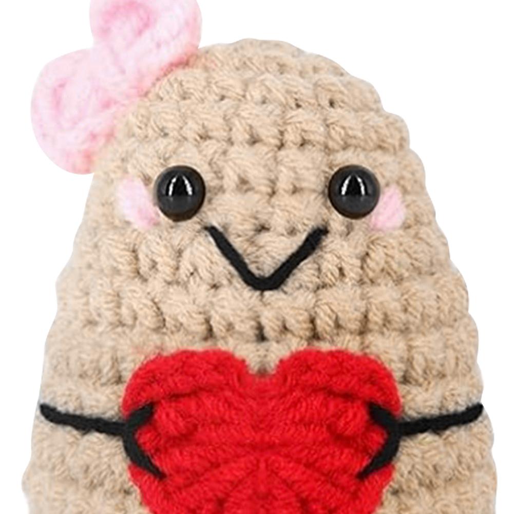 2Pcs Mini Handmade Potatoes with Card & Gift Box Inspirational Crochet Dolls Creative Birthday Gifts for Friends