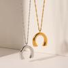 Water ripple chain U-shaped horseshoe pendant necklace for women, fashionable unique titanium steel neck chain