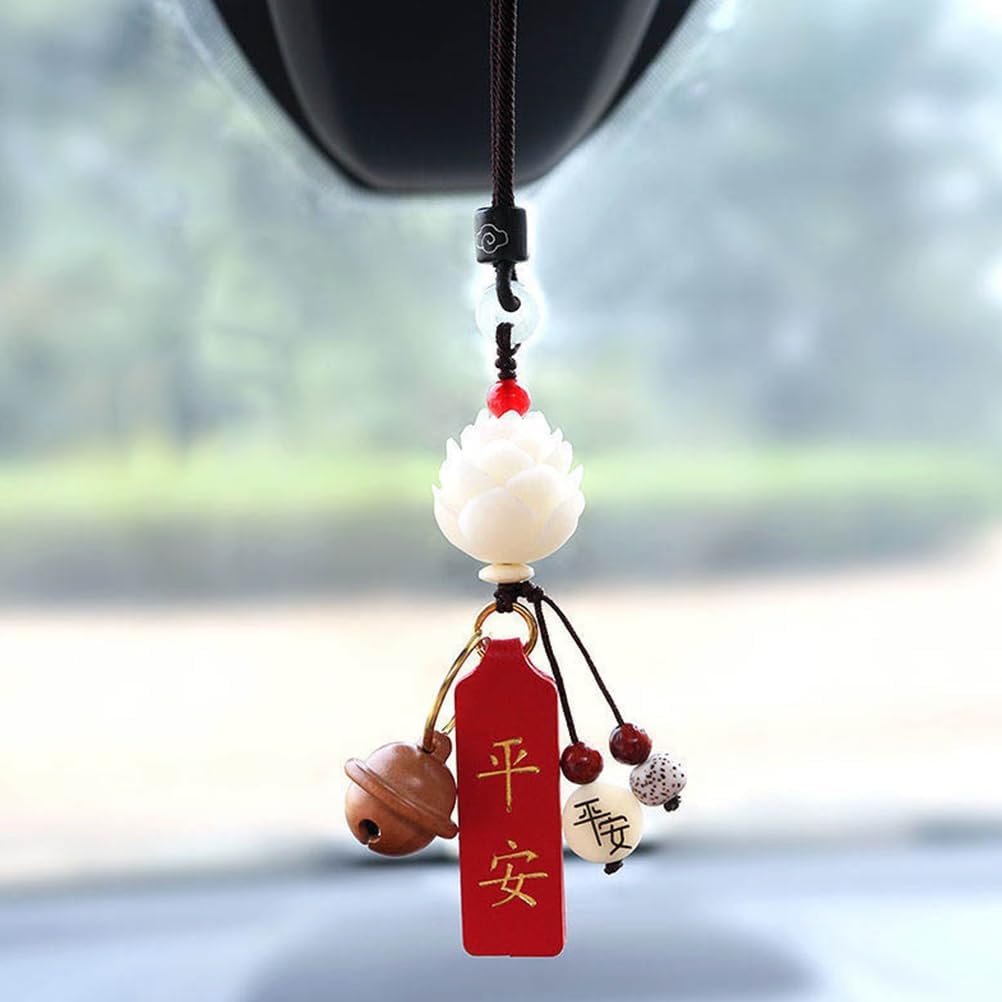 Chinese Feng Shui Decor Car Trim Beads for Rear View Mirror - Wood Accessories for Men and Women