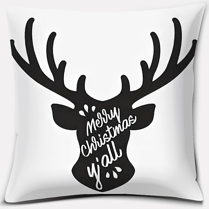Christmas Deer Pattern Pillowcase Square Pillowcase Home Office Decoration Pillowcase