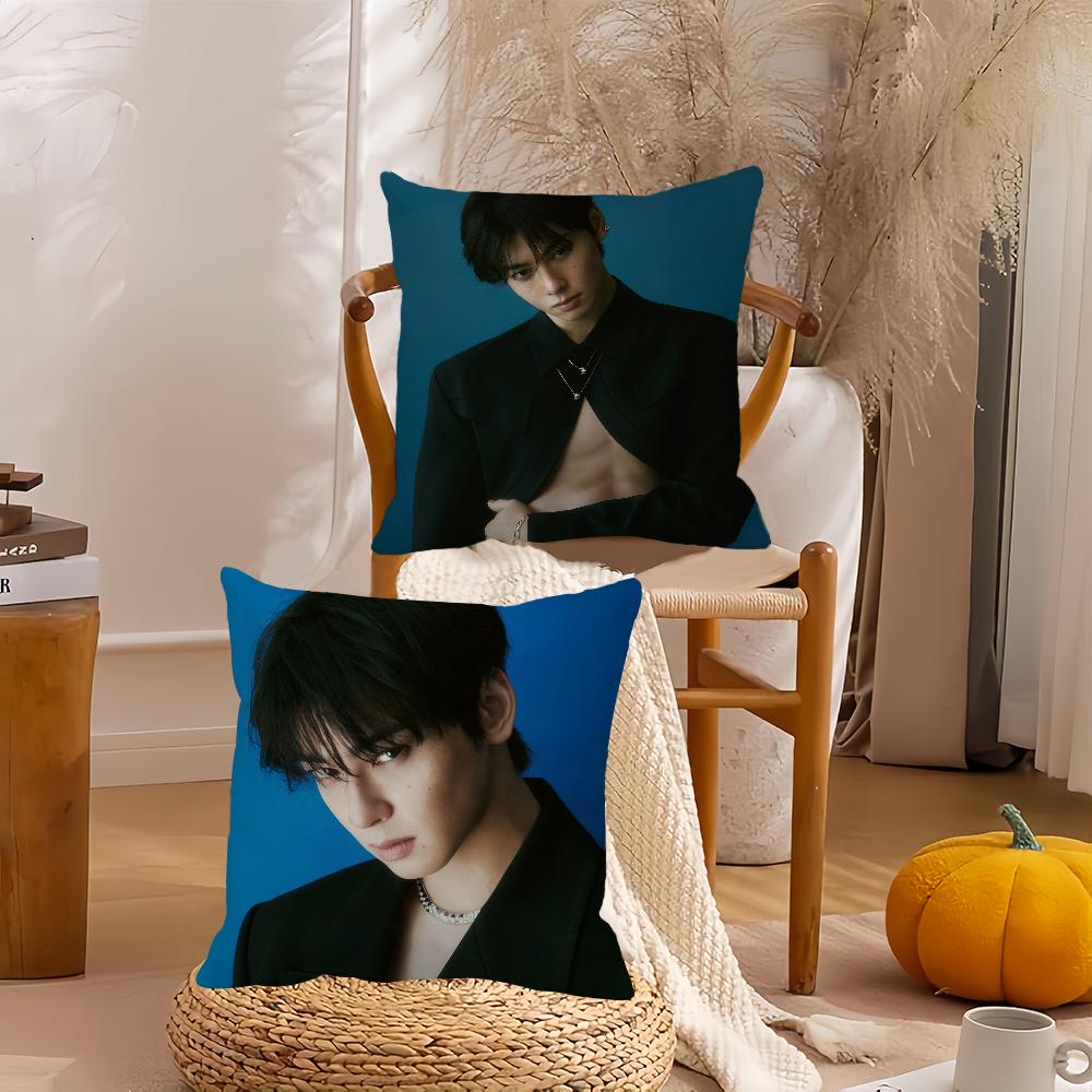 Federa Cuscino Cantante Cha Eun-Woo Copricuscino Decorazione per la Casa Adatto per Ufficio Divano Camera da Letto Auto