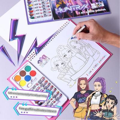 KPop Demon Hunter Coloring Books Picture Book Peripheral Puzzle Toys Cartoon Children's Sketch Graffiti Notebook X-mas Gifts