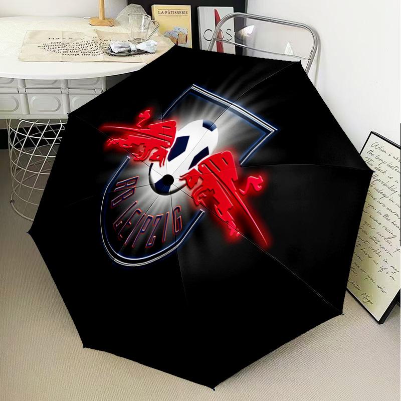 Leipzig Soccer Crest Automatic Folding Umbrella - 8-Rib Travel Umbrella with Auto Open/Close & Portable Gifts for Holidays or Birthdays