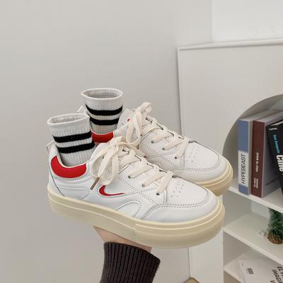 Leather Retro Red Board Shoes Women's New Versatile Little White Shoes Sports and Leisure Shoes