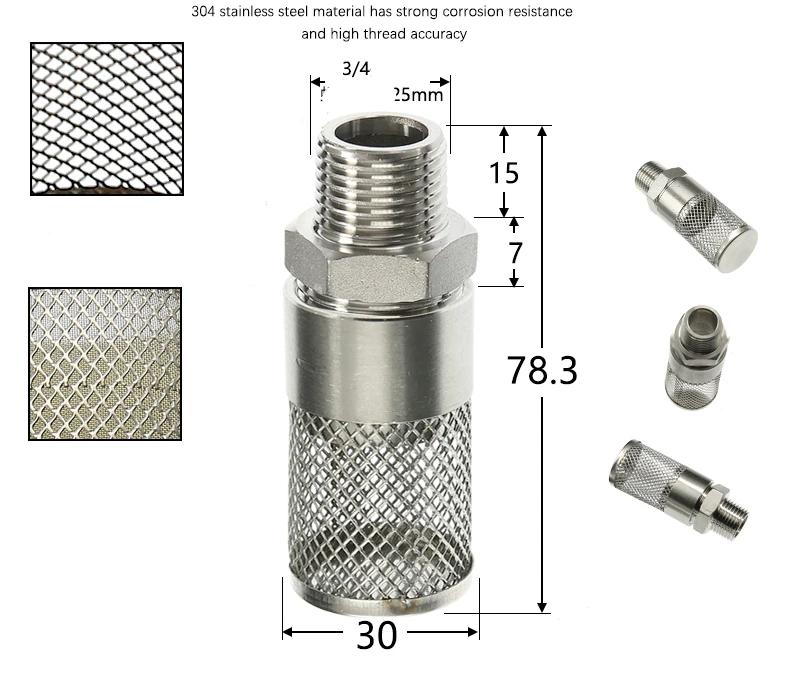 304 Stainless Steel Female Thread Filter Mesh Filter Circular Filter Head