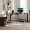 L-Shaped Corner Desk, Computer Desk for Home Office, Space-Saving Study Workstation, Easy To Assemble, 150 X 150 X 76cm, Black