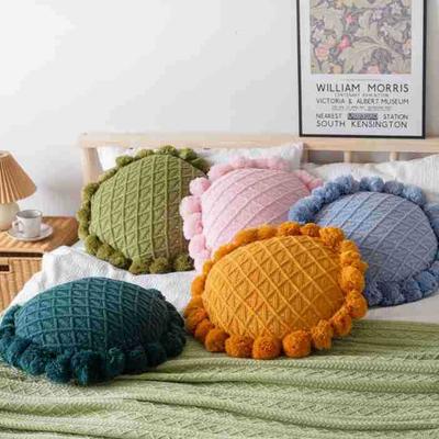 Niedliche Sonnenblume Gestrickte Quaste Klein Frisch Kissenbezug Ins Style Sofa Wohnzimmer Kissen Bettseite Rund Lendenstütze