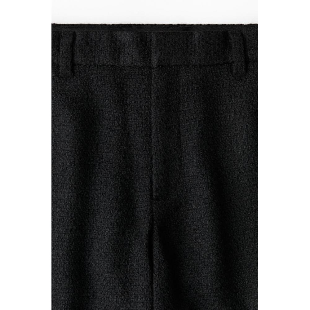 H M Cropped Trousers Regular Fit Black