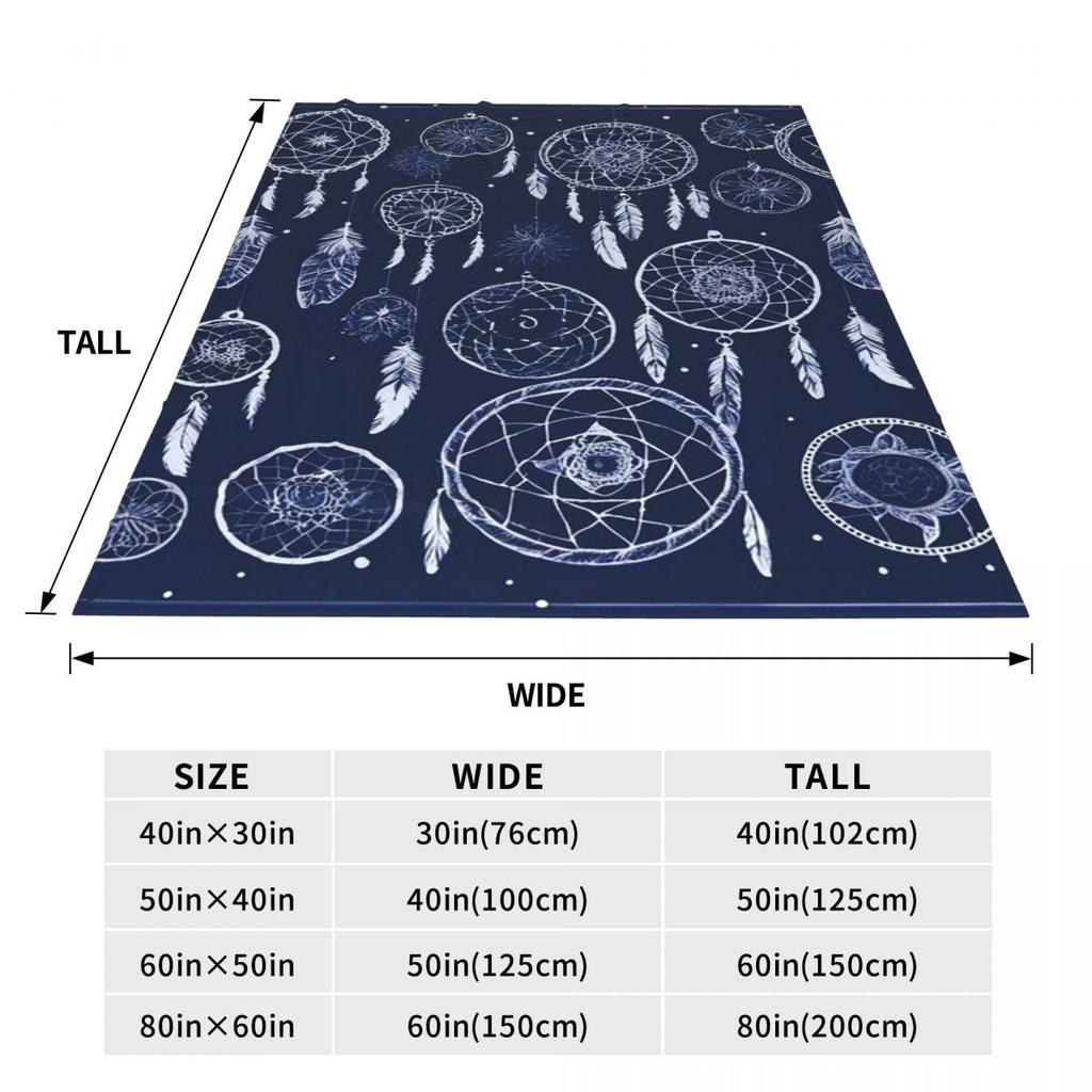 Blue Dreamcatcher With Feathers Blankets Fleece Sofa Throw Blanket Throw Blankets for Home Bedroom Office Throws Bedspread Quilt