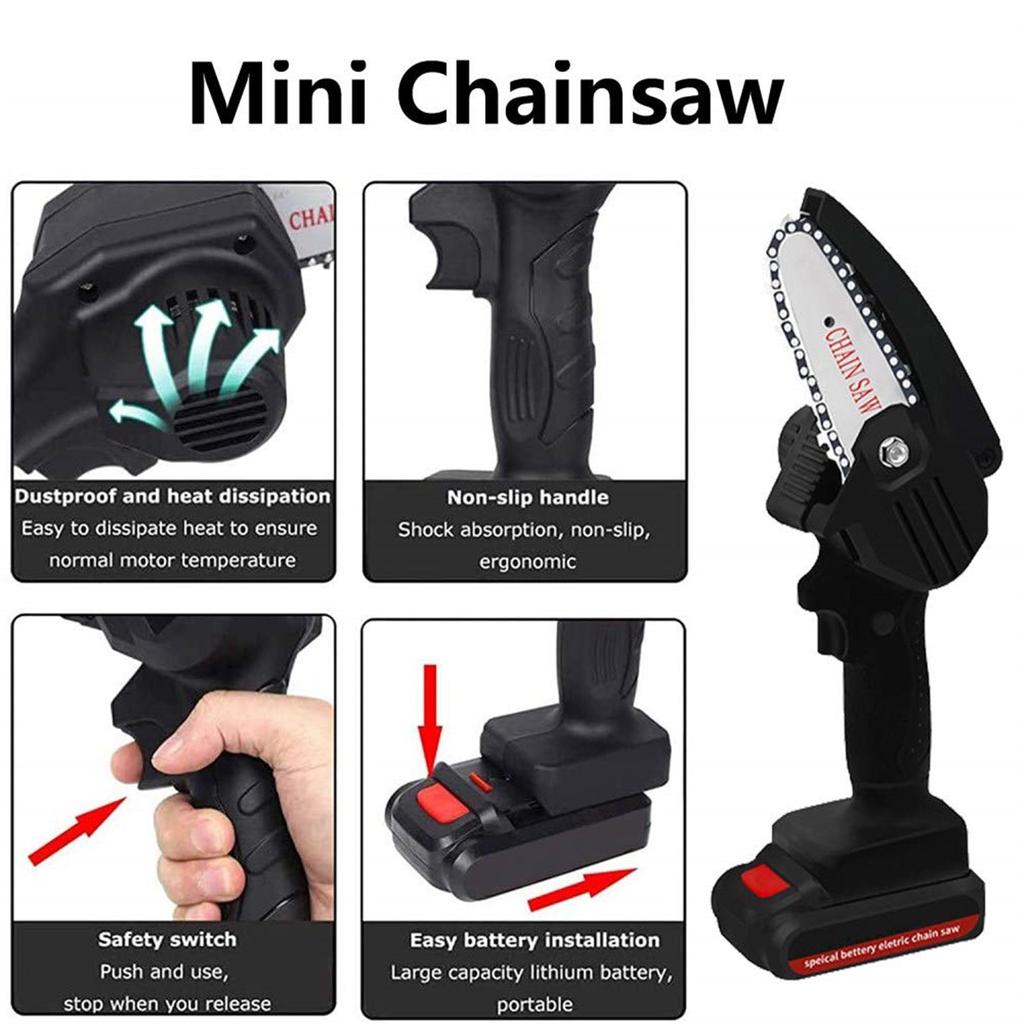 THE ELECTRIC CHAINSAW EVER BATTERY-POWERED WOOD CUTTER US Plug 4 INCH