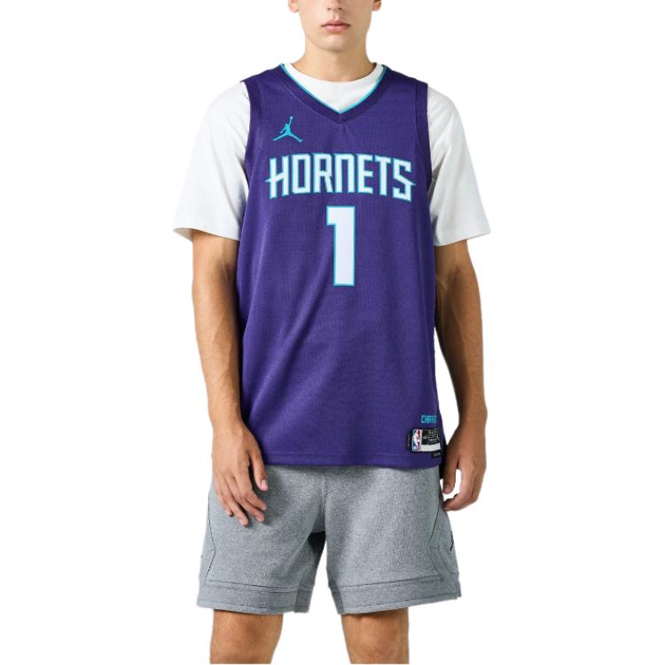 Jordan Hornets Ball #1 Trikot, Saison 23 Herren Tops Lila DO9520-567