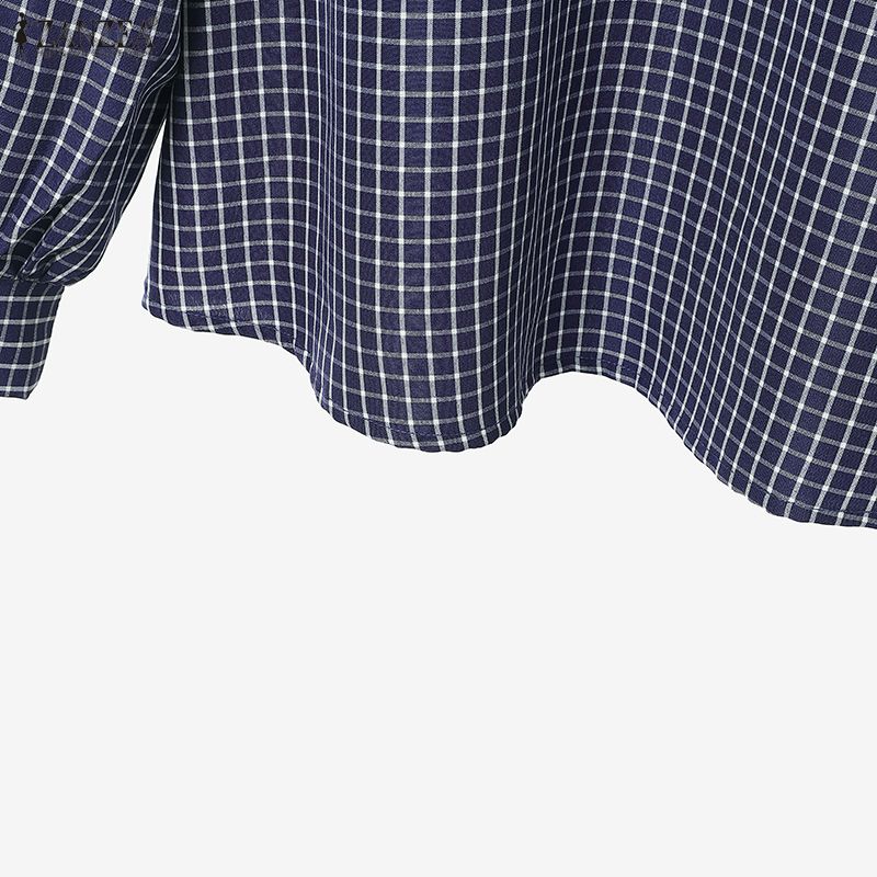 ZANZEA Women Long Sleeve Round Neck Plaid Splicing Casual Basic Pullover Tops Blouse