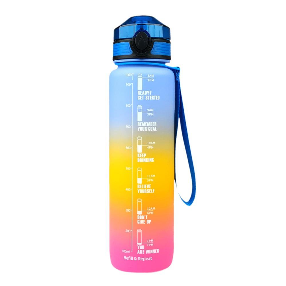 Gradient Tritan Sport Water Bottle - 1L Food-Grade Plastic Fitness Kettle