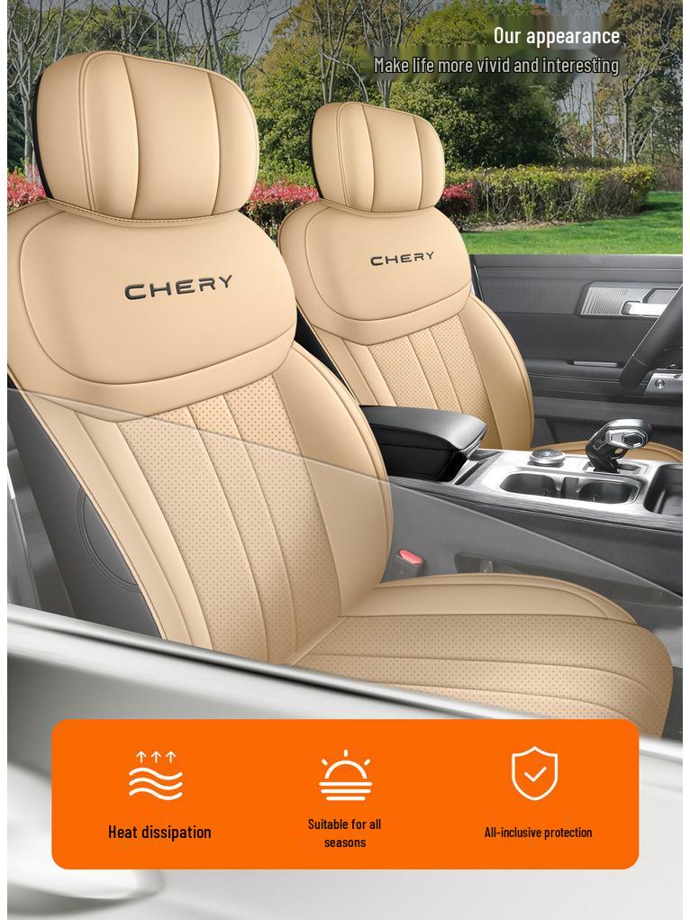 Universal Full Leather Car Seat Cushion for Explore 06 - New Model, Fits Five-Seat, All-Season Use.