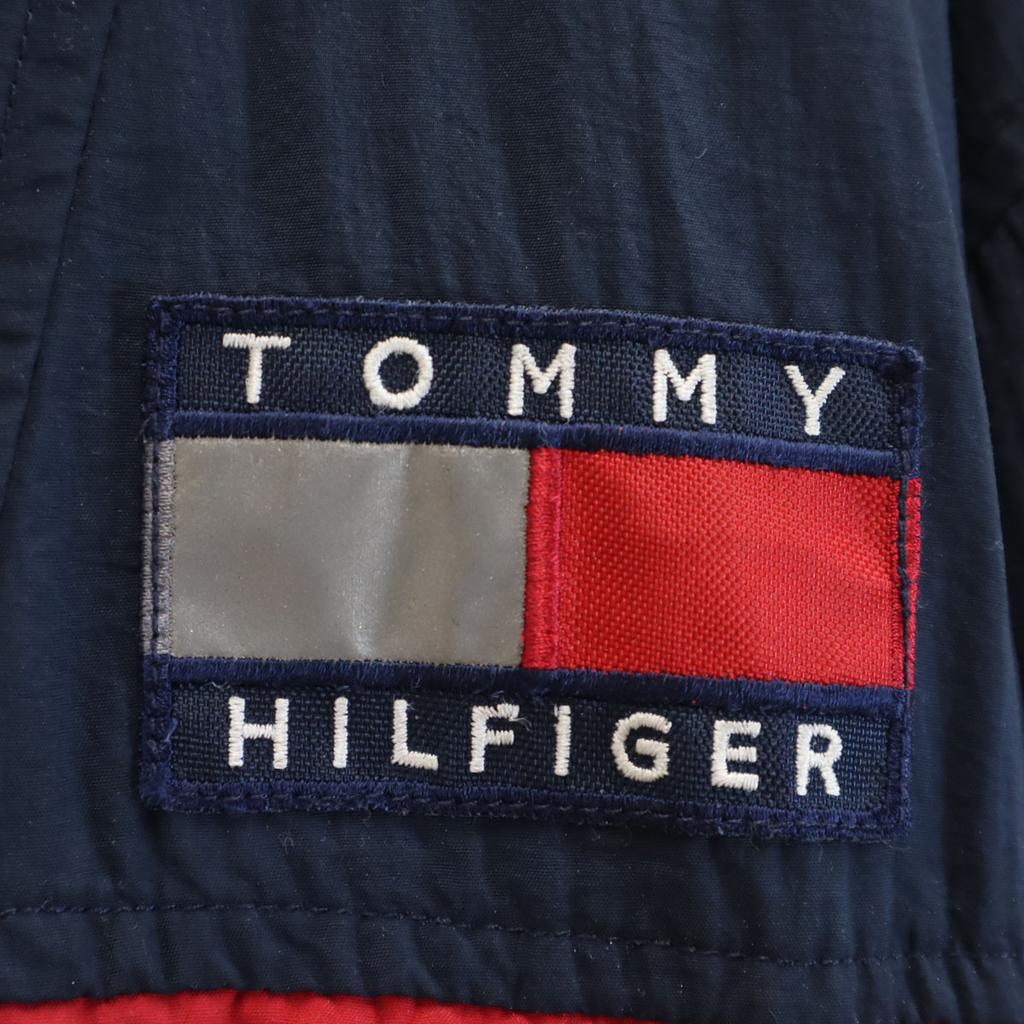 Tommy Hilfiger 90er Jahre Alte Flaggen-Etikett Pullover Nylonjacke L Kapuzenpullover Herren Gebraucht