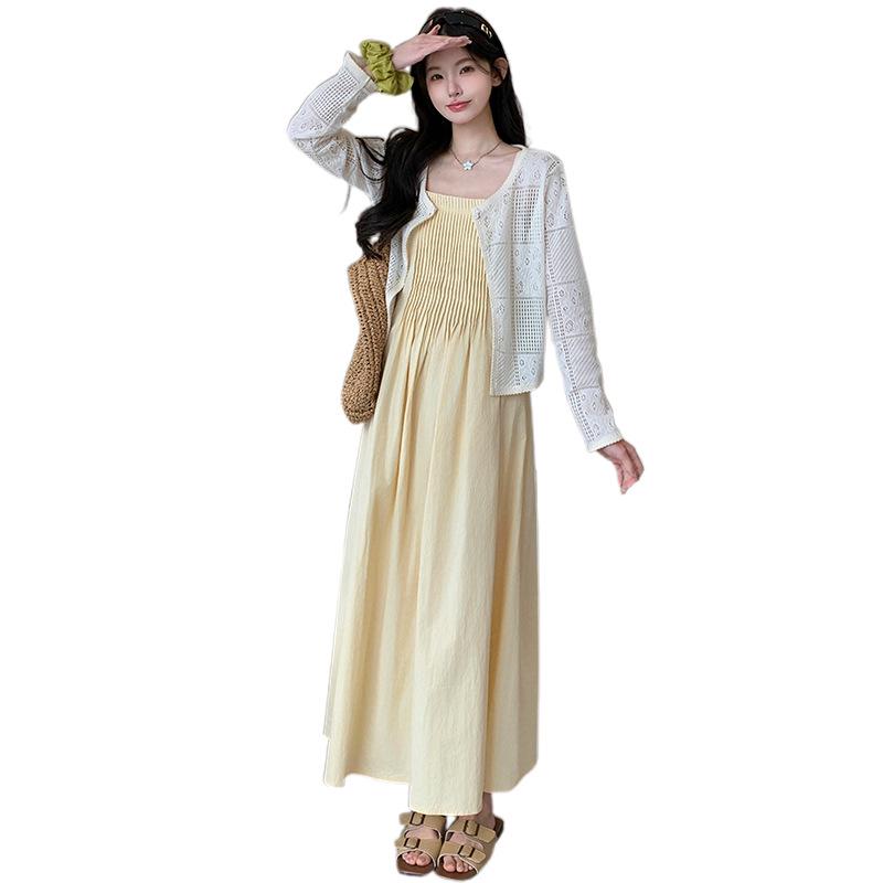 2026 Summer Korean Style Maternity 2-Piece Dress Set