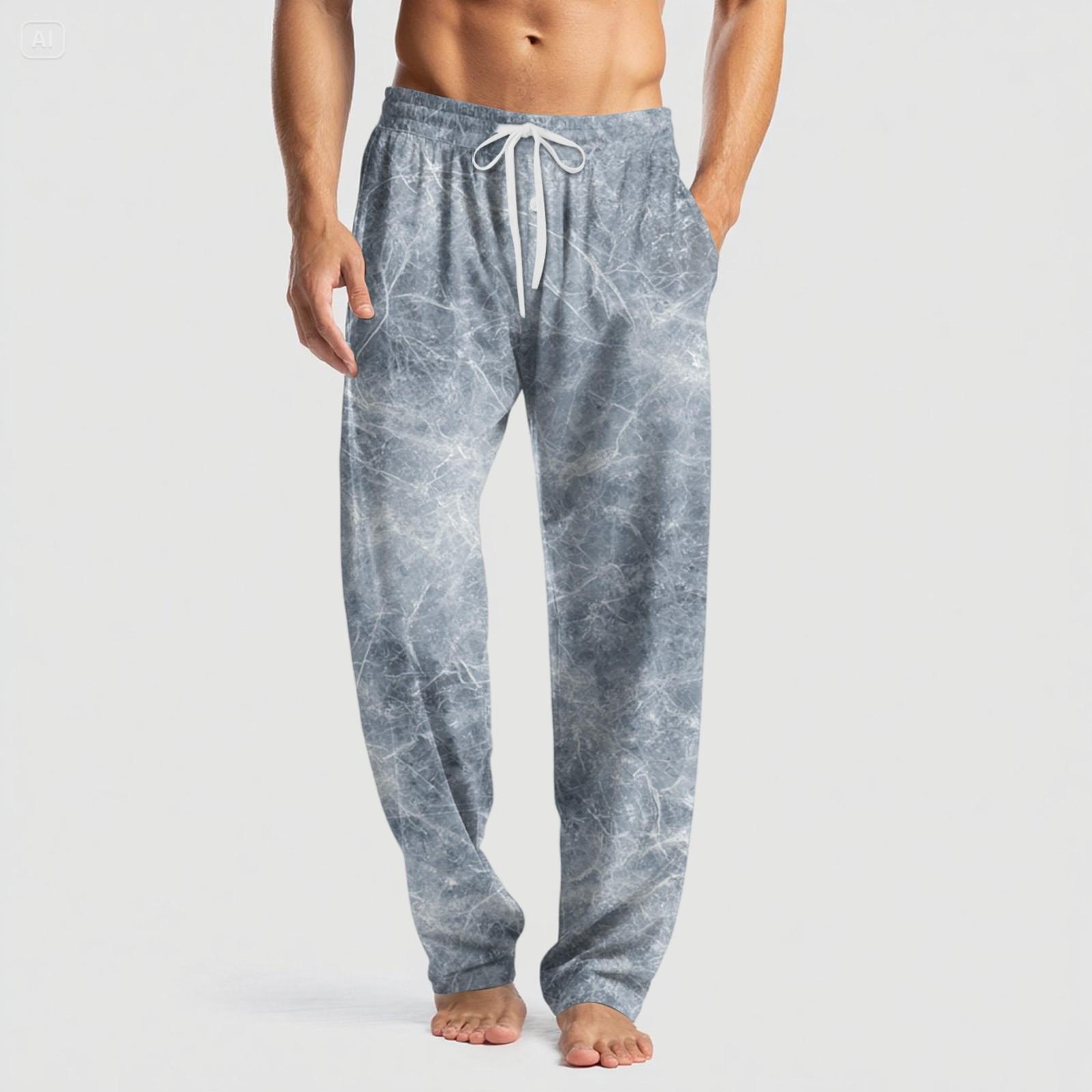 

Мужские вязаные модные брюки с принтом, карманами, повседневные, пижамные XL