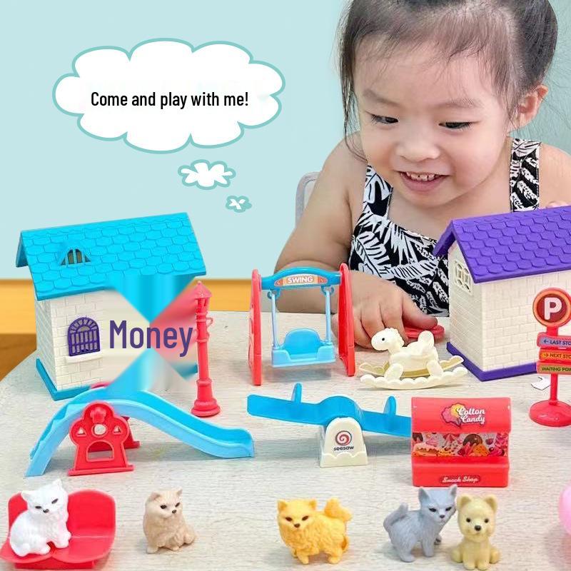 

Mini Pet Playset: Children s Puppy & Kitten Villa Playground.