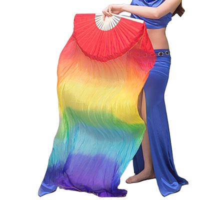 Ventilátor s postupnou barvou pro tanec, ručně vyráběné závoje pro břišní tanec, unikátní ručně barvený ventilátor, rekvizita pro pódiovou show pro dospělé i děti