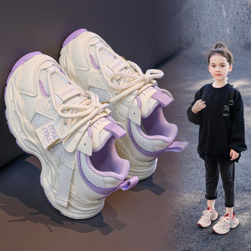 Buty dziewczęce 2025 jesień nowe dziecięce siateczkowe sportowe buty do biegania wersja koreańska oddychające chłopięce casualowe buty taty