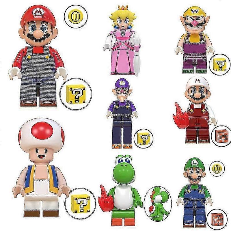 8ks/sada Super Mario Minifigurka Sestavené Stavební Kostky Hračky Figurka Pro Děti Dárky