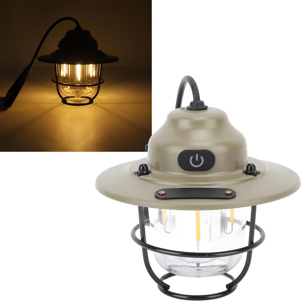 Lanterna da campeggio a LED Impermeabile 1200MAH 2.0W Dimmerazione continua Vintage Ricaricabile Lanterna da campeggio per escursionismo pesca