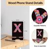 Personalized Initial Wooden Cell Phone Stand - Cell Phone Stand for Desk or Office Desktop, Universal Phone Holder Stand with Charging Hole Suitable