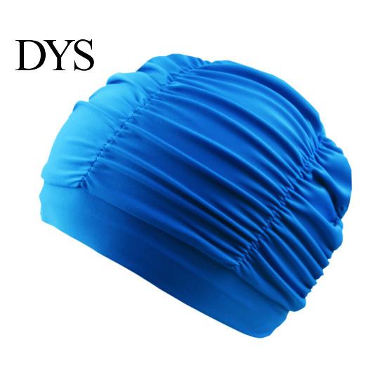 Adults Swimming Cap Women Cloth Cap, Breathable Ruffle Solid Color Swim Pool Ear Cover for Adults, Short Long Thick Hair Protection Bathing