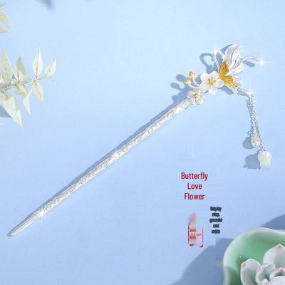 Butterfly Flower Hairpin for Women - S925 Sterling Silver, Chinese Style, Lily of the Valley Tassel, Elegant and Trendy